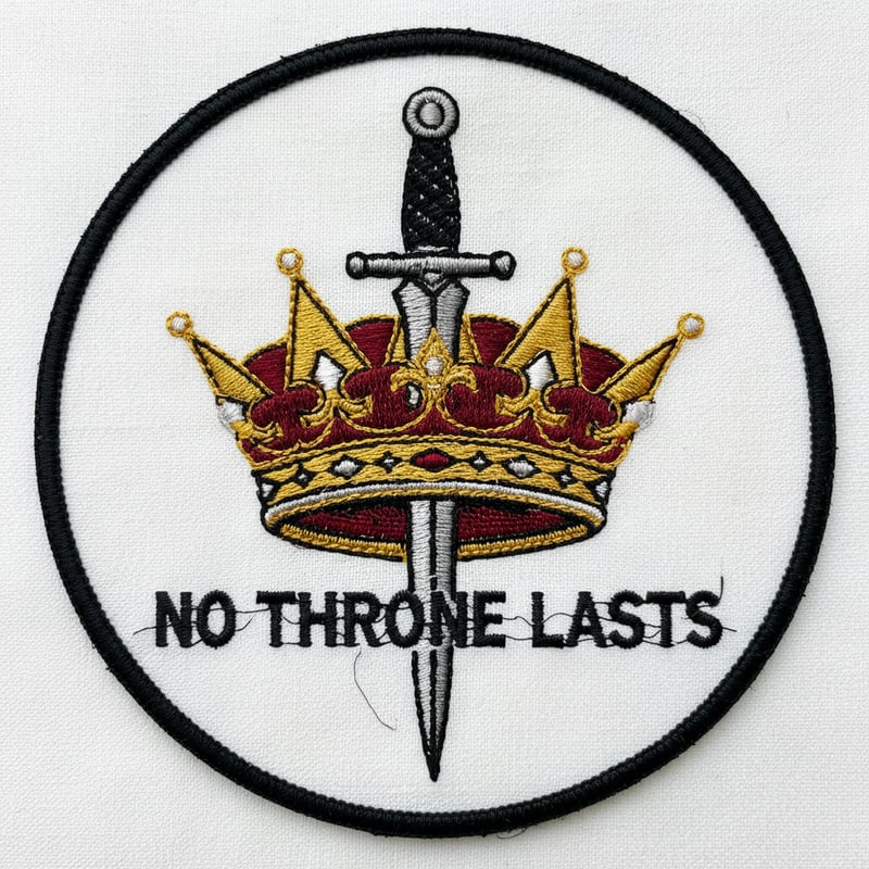 Crown and Dagger Satin Stitch Embroidery