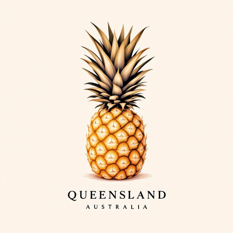 Minimalist Pineapple Art with Queensland Text