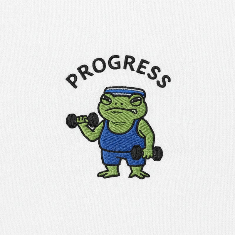 Frog Gym Embroidery Design