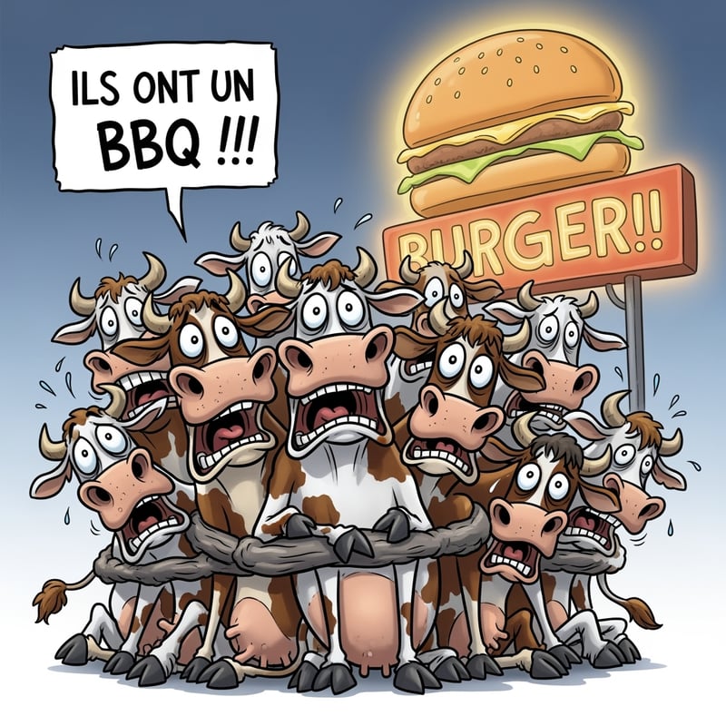 Funny Cartoon Cows in Fear