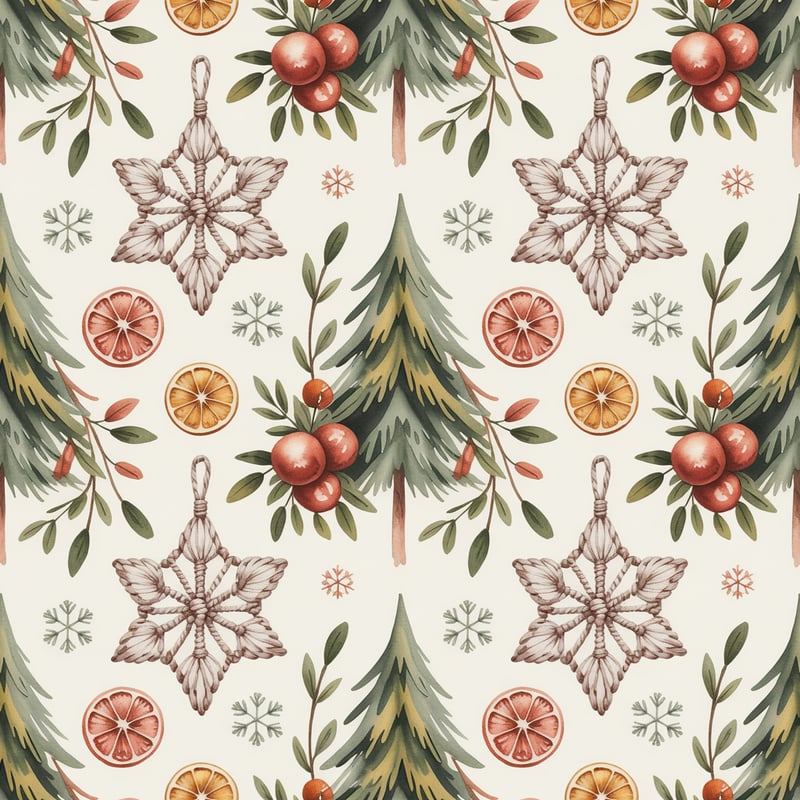 Boho Christmas Seamless Pattern