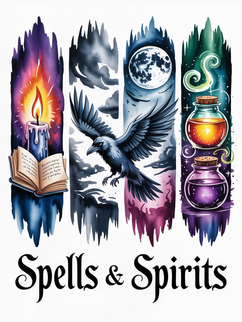 Watercolor Gothic Spell Collage