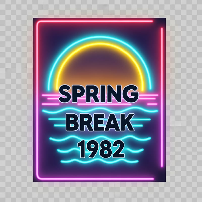 1982 Spring Break Florida Neon Poster