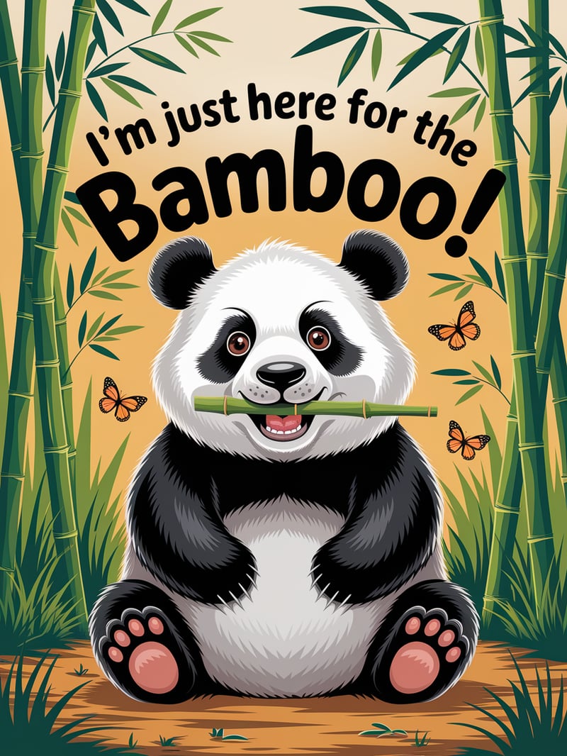 Happy Panda Bear Quote Illustration