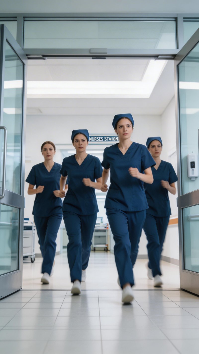 Nurses Entering Modern Hospital