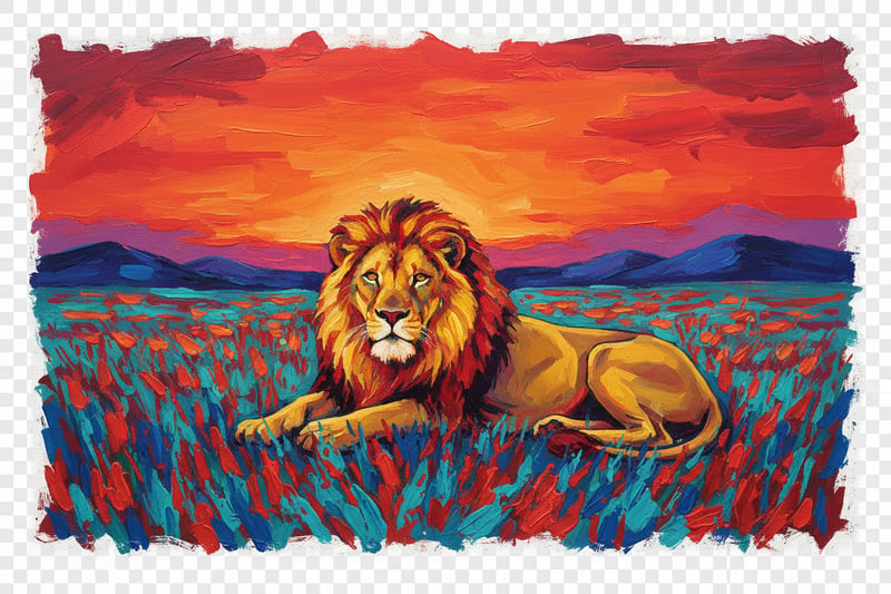 Fauvist Lion Landscape
