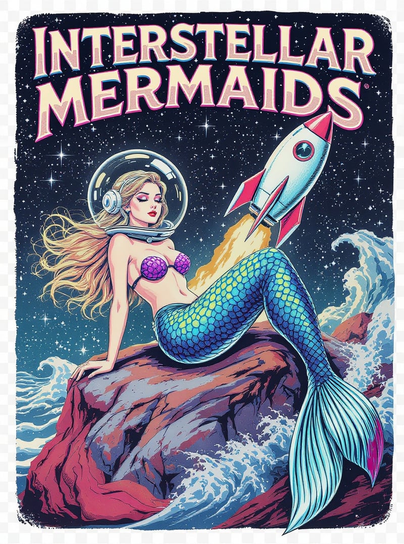 Retro Mermaid Space Crossover