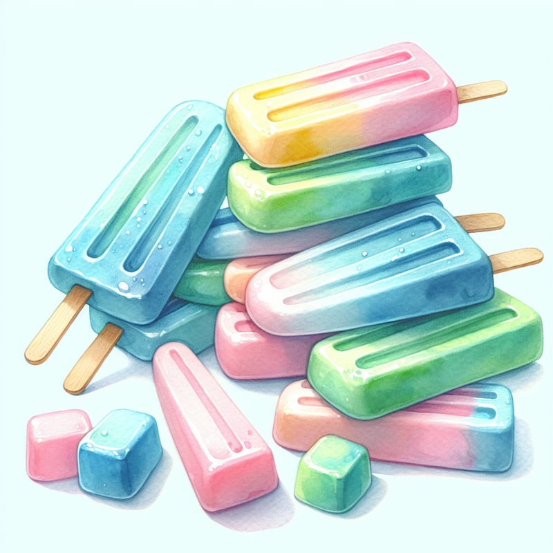 Watercolor Pastel Popsicles Clipart