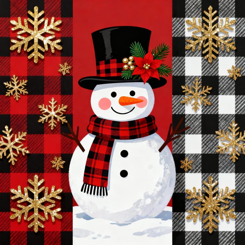 Festive Snowman with Buffalo Plaid