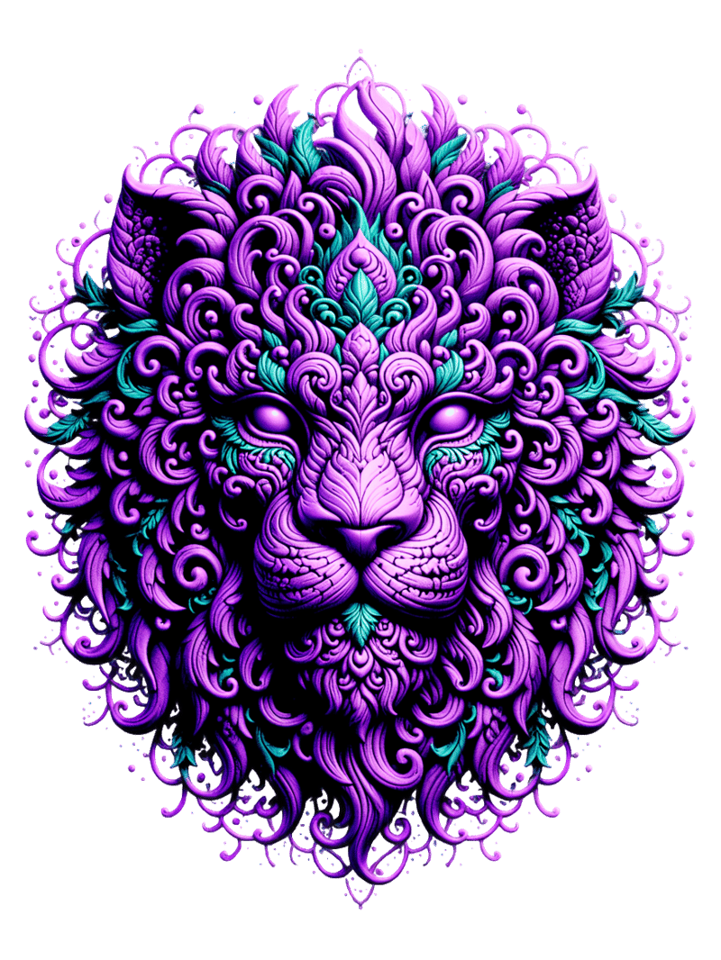 Ornate Purple Lion Digital Art