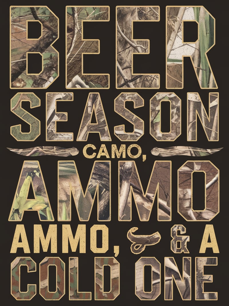 Beer Season Camo Typography Art