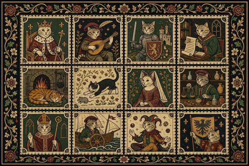 Medieval Cat Blanket Design