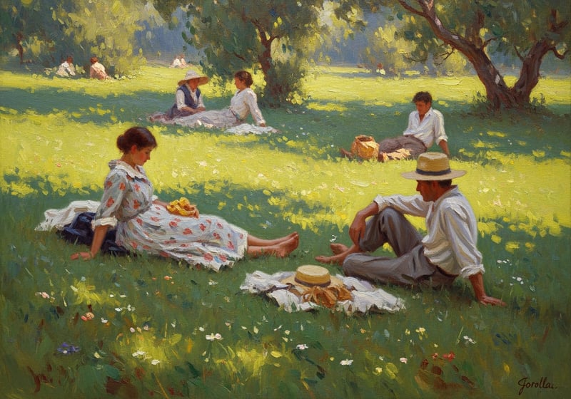 Sunlit Countryside Oil Painting