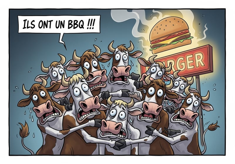 Funny Cartoon Cows in Panic