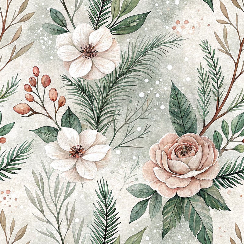 Organic Winter Floral Seamless Pattern
