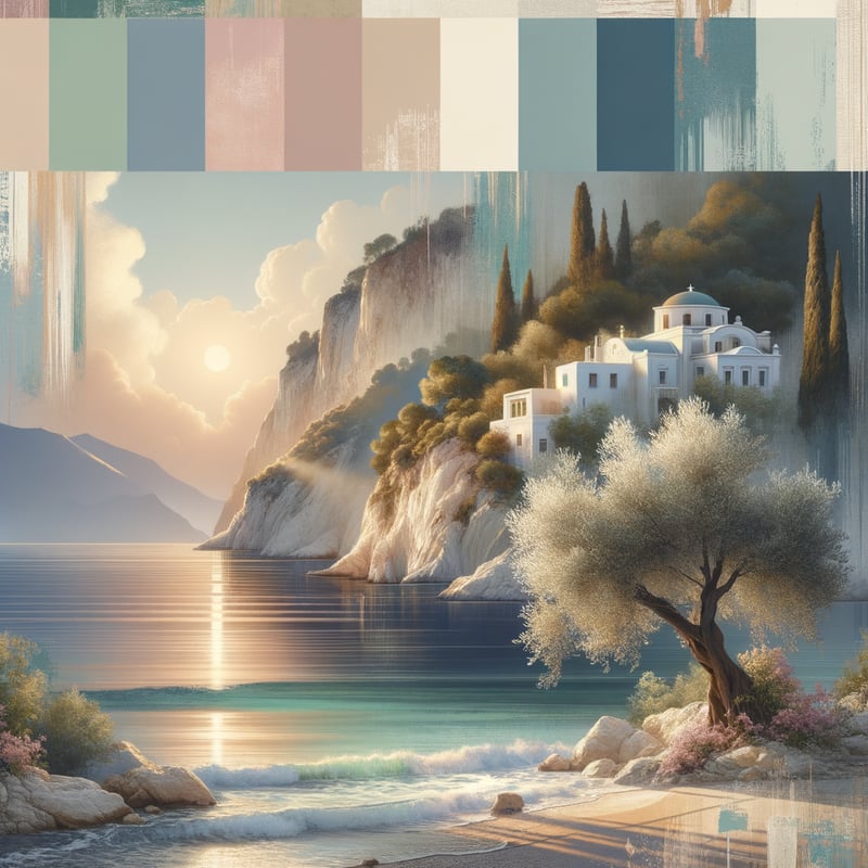 Painterly Greek Coastal Seascape at Dawn