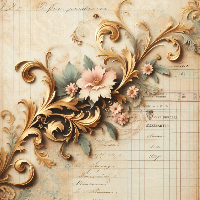 Vintage French Ledger Paper Art