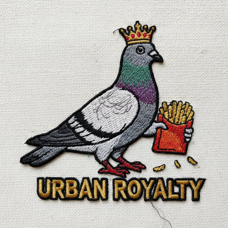 Embroidered Pigeon with Gold Crown