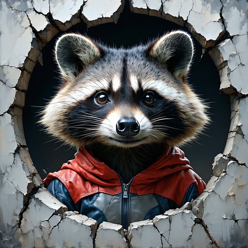 3D Cartoon Raccoon Superhero Art