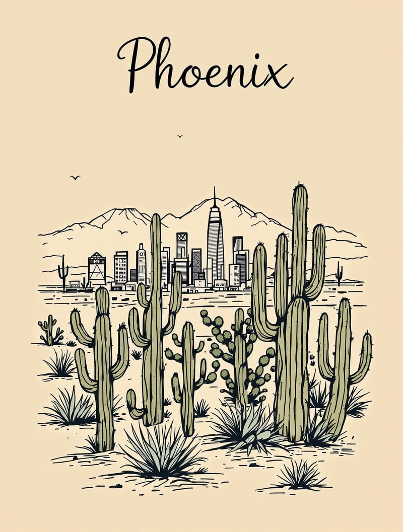 Phoenix Skyline Hand-Drawn Sketch