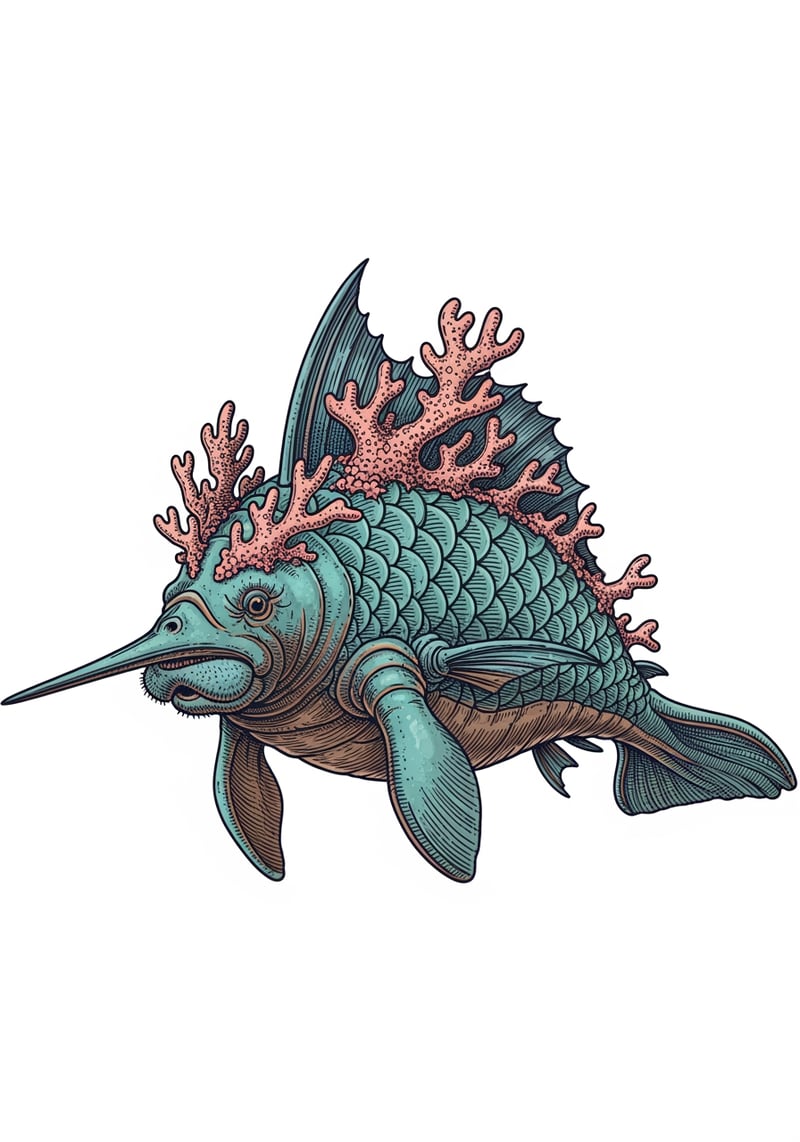 Mythical Florida Sea Creature Engraving