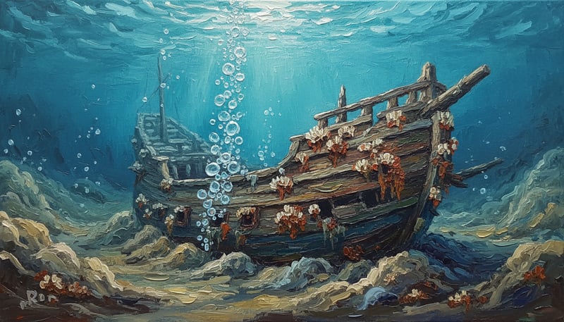 Impasto Oil Painting of Sunken Galleon