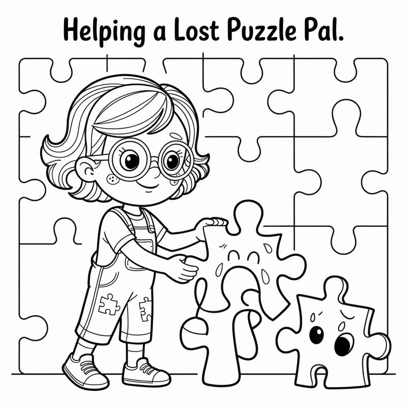 Children's Coloring Page: Puzzle Pal