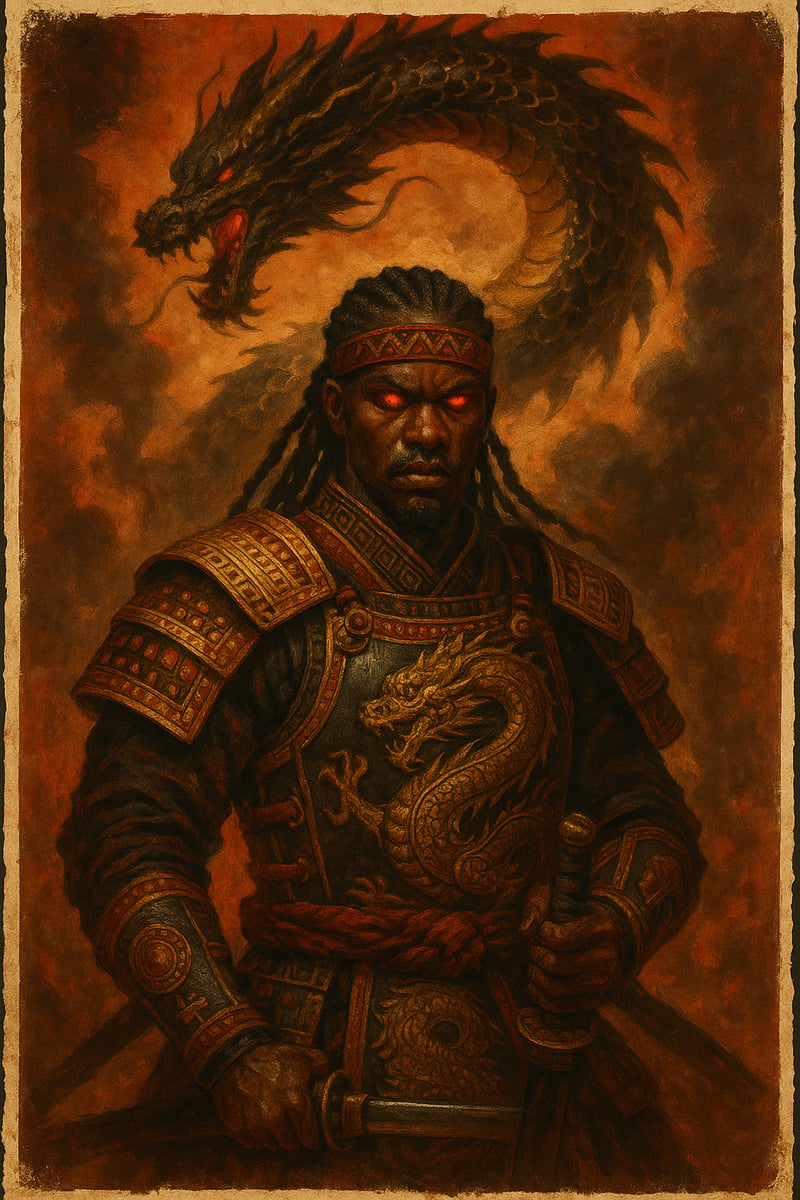Dragon Warrior in African Samurai Armor
