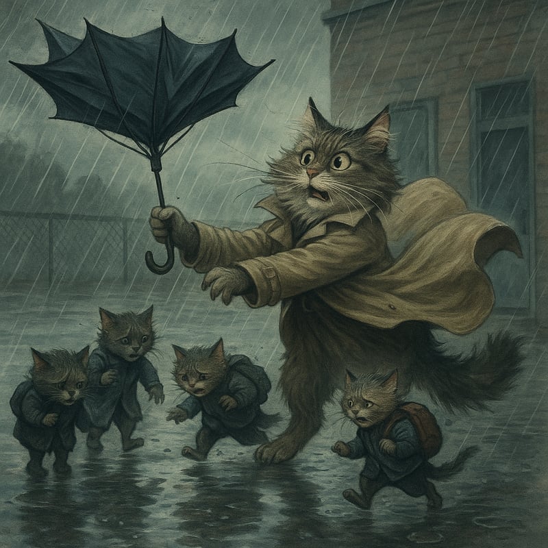 Rainy Recess: Maine Coon Teacher Cat
