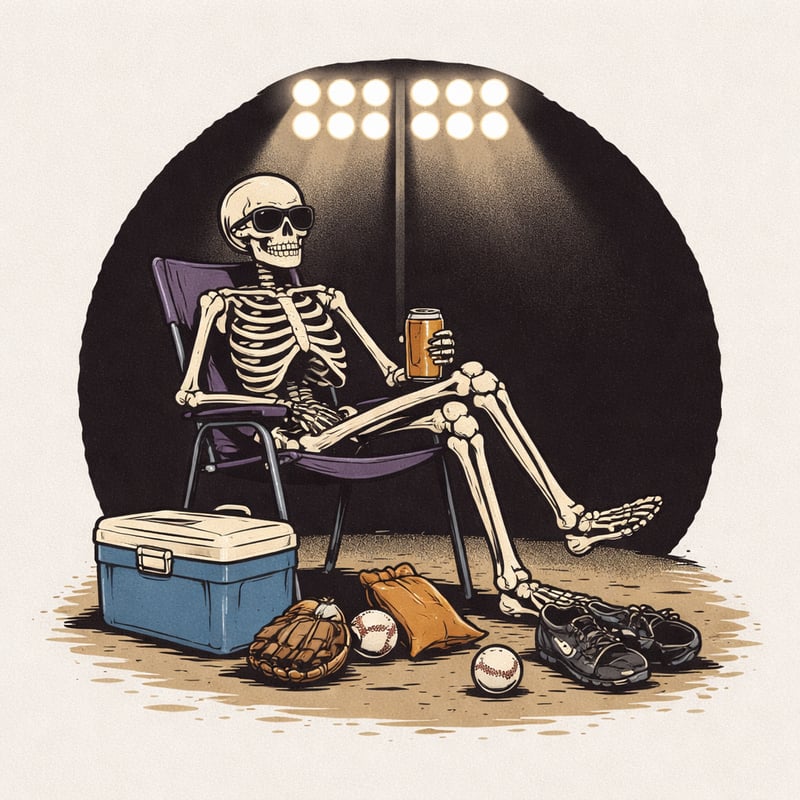 Skeleton at Baseball Field Vector Art