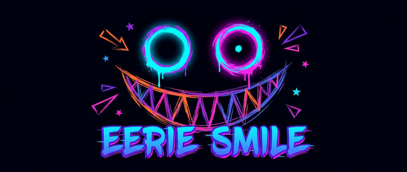 Neon Eerie Smiling Face Design