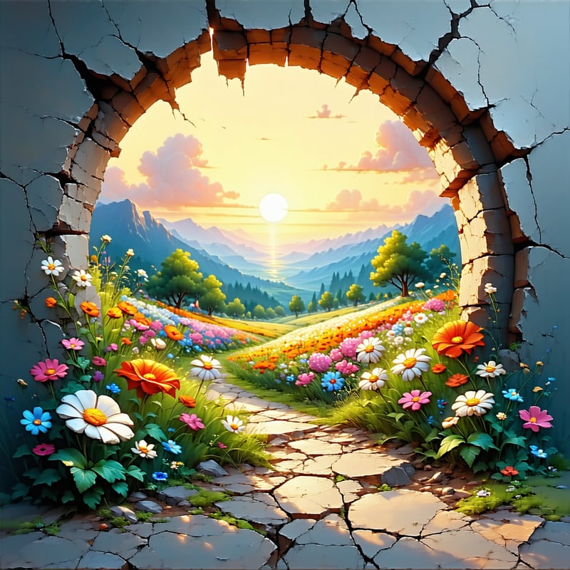 3D Cartoon Art Through Wall Hole