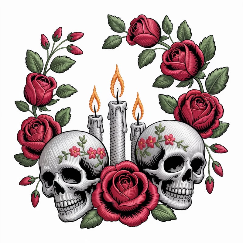 Embroidery Illusion Skull Print