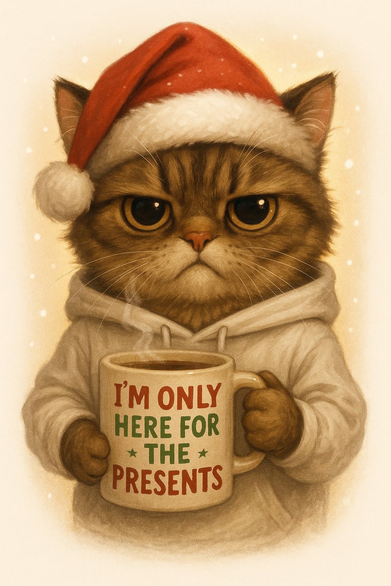Grumpy Cat in Santa Hat
