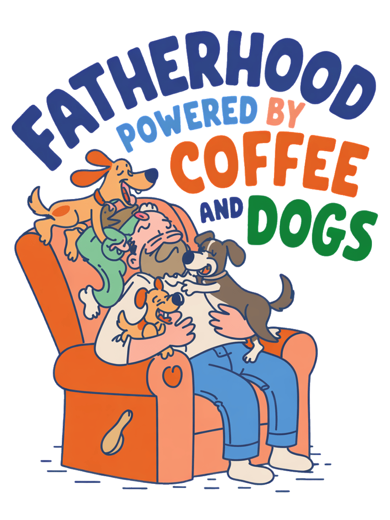 Funny Dad and Dogs Cartoon Tee