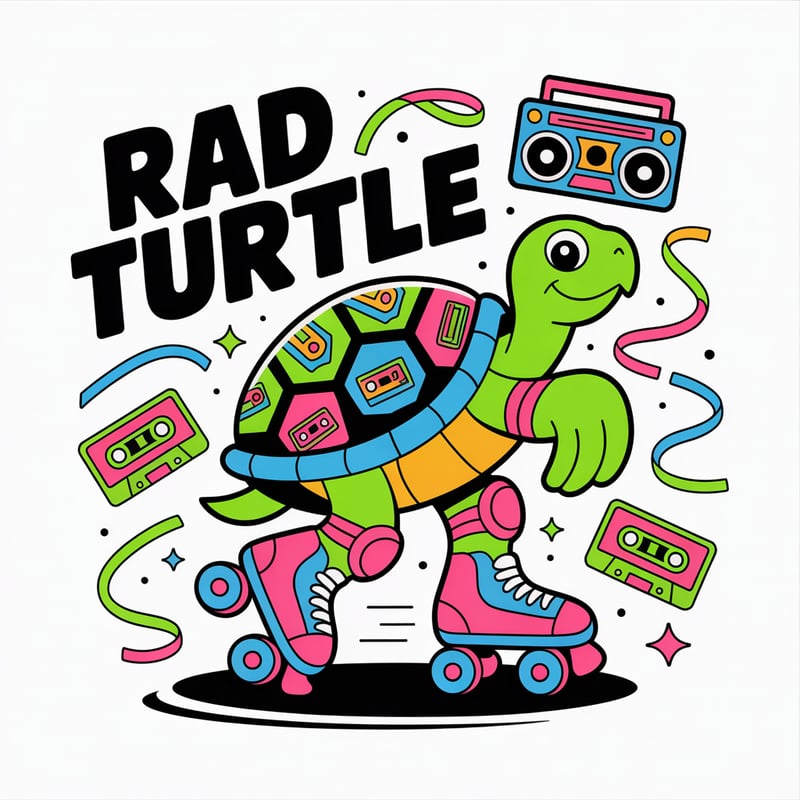 Retro Turtle with Roller Skates