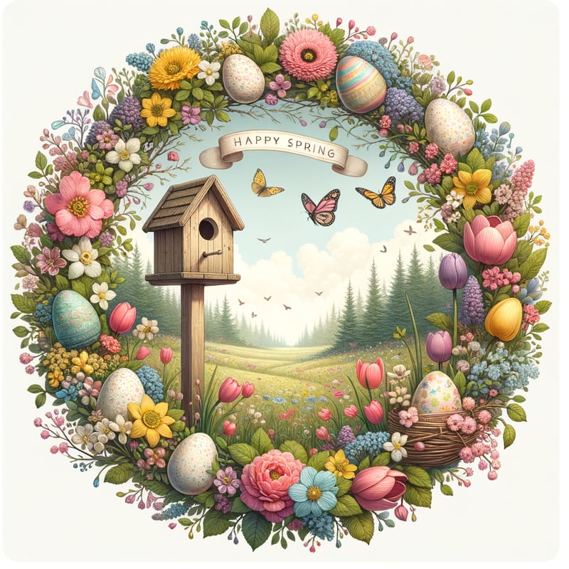 Circular Spring Illustration for Wall Art