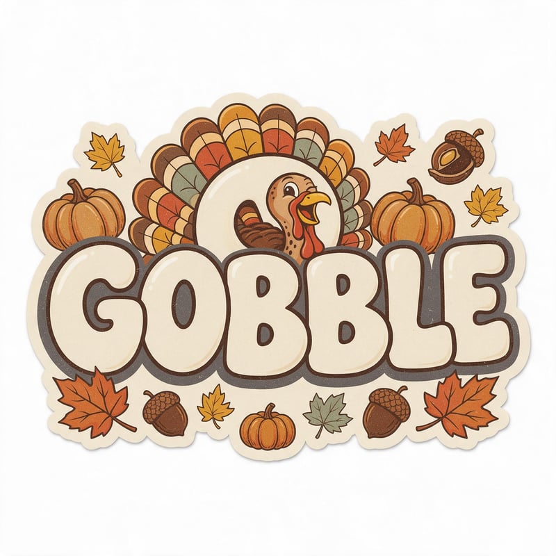 Retro 'GOBBLE' Thanksgiving Turkey Tee