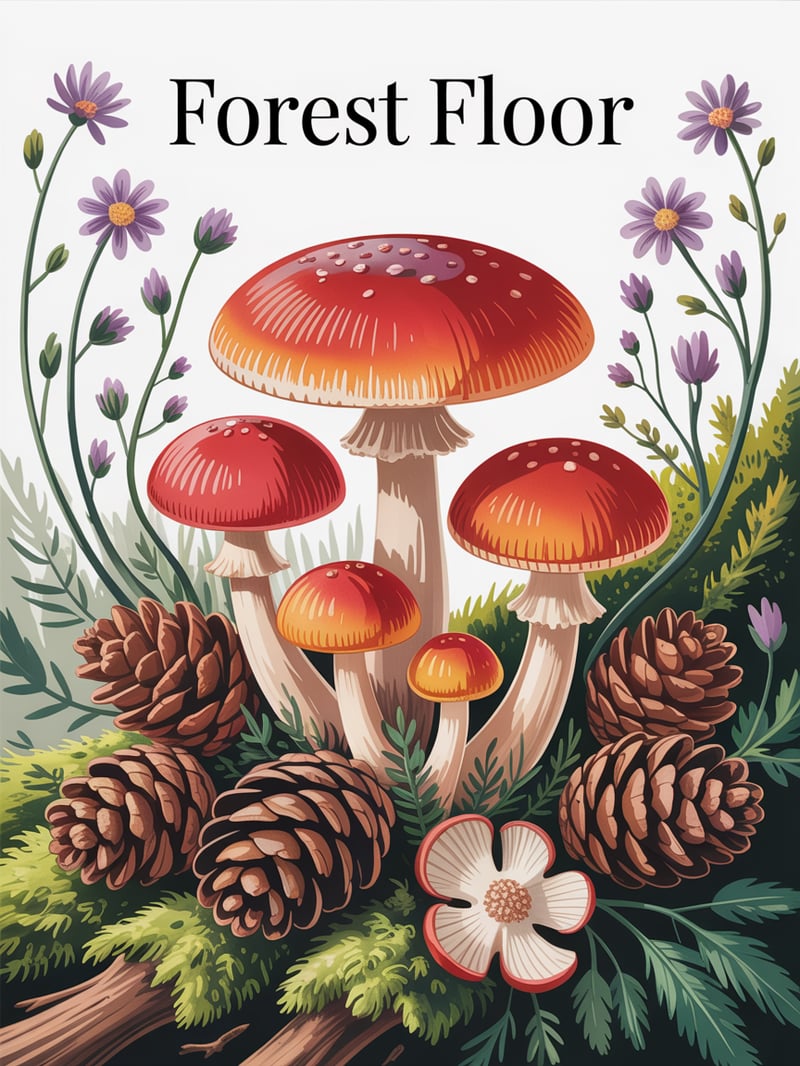 Mushrooms and Wildflowers Arrangement