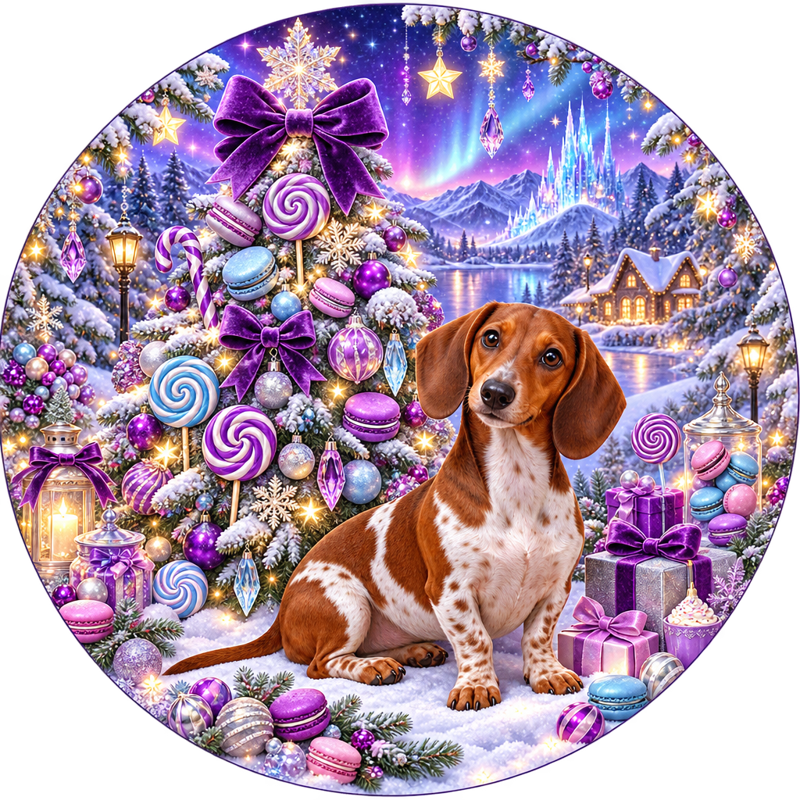 Red Piebald Dachshund Candy Tree