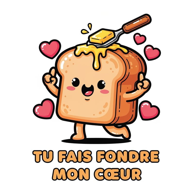 Kawaii Toast Character with Butter