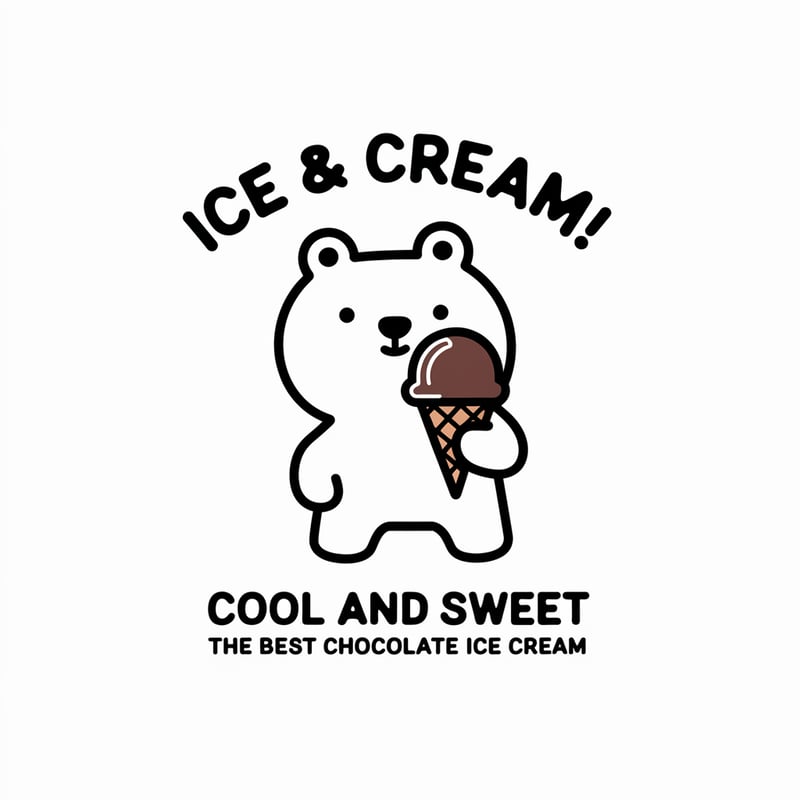 Whimsical Bear with Chocolate Ice Cream