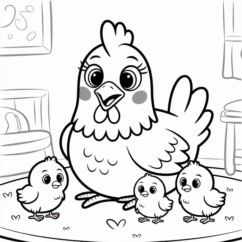 Animated Hen with Chicks