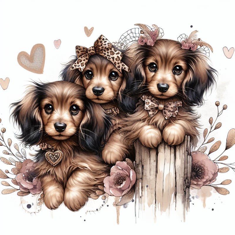Long-Haired Dachshund Puppy Tattoo Art
