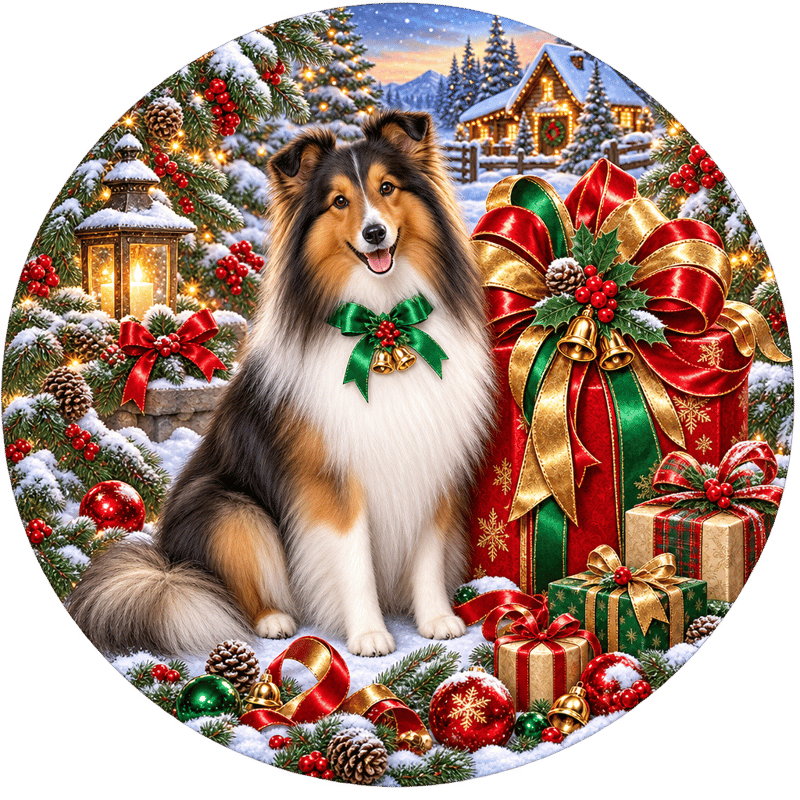 Festive Shetland Sheepdog Circle