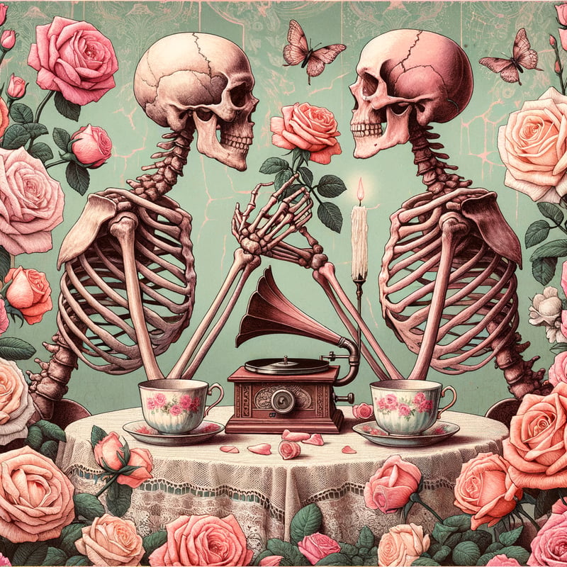 Vintage Romance with Skeletons