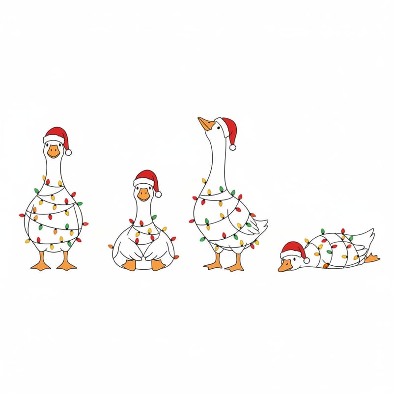 Festive Geese with Christmas Lights