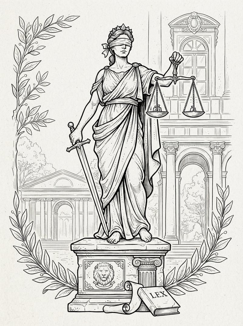 Lady Justice Line Drawing