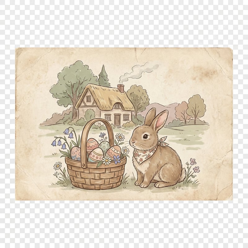 Cozy Cottagecore Easter Bunny Scene