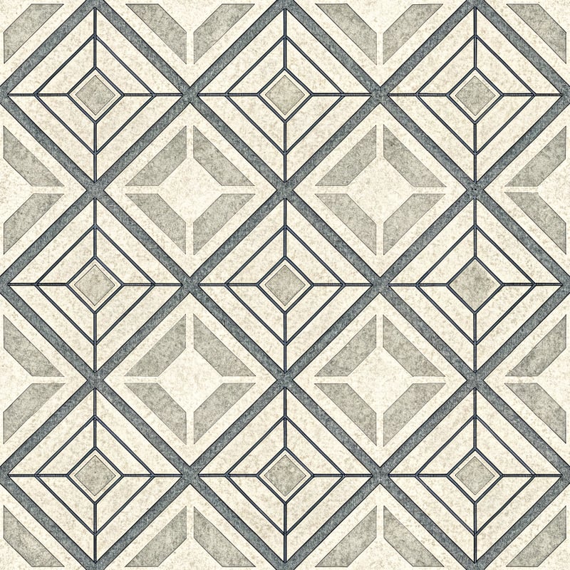 Ivory Charcoal Geometric Grid Pattern